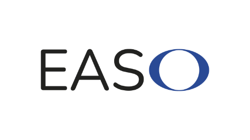 easo-logo Text "EASO" in black capital letters, with the letter "O" depicted as a blue oval outline.